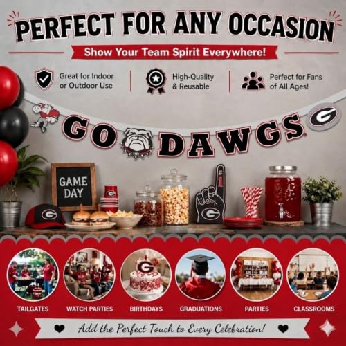 Georgia Bulldogs Banner 8 Ft Game Day Tailgate Decor - School Spirit Celebration