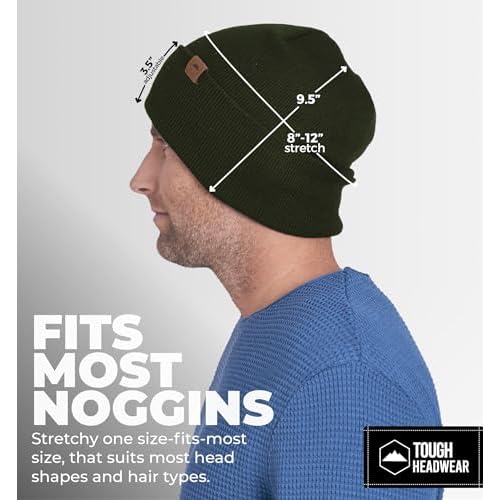 Tough Headwear Cuff Beanie Hat - All-Season Winter Cap - Stretch Fit Women & Mens Beanie - Durable Knit Unisex Winter Caps