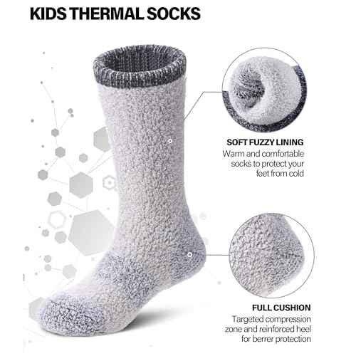 Kids Wool Hiking Socks Boys Girls Merino Wool Socks Thermal Winter Warm Thick Cushion Cozy Boot Crew Socks