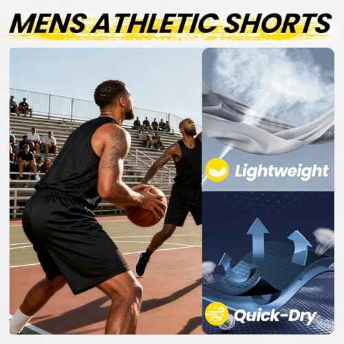 BALENNZ Athletic Shorts for Men with Pockets and Elastic Waistband Quick Dry Activewear
