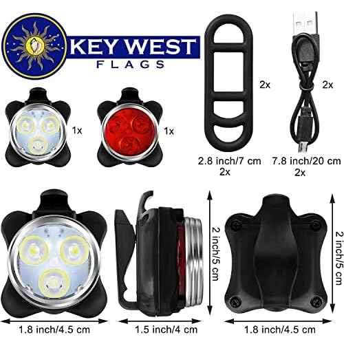 USB Rechargeable Bicycle LED Headlight and LED Tail Light Sets (2 Light Set)