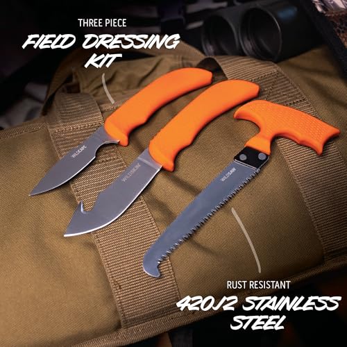 WildGuide Hunting Knife Set & Field Dressing Kit - Camo Sheath, Razor-Sharp Blades