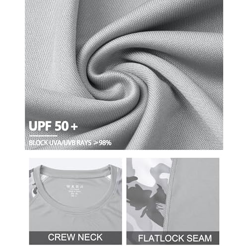 FISHEAL Long Sleeve Fishing Shirts for Men, UPF 50+ Camo Sun Protection Rash Guard, UV Shirt for Swimming Hunting Outdoor