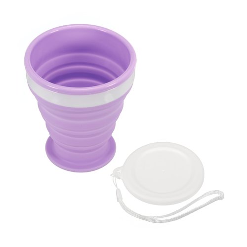 PATIKIL Collapsible Cup, 200mL Travel Folding Cup Silicone Portable Drinking Cup for Camping Hiking Outdoors, Purple