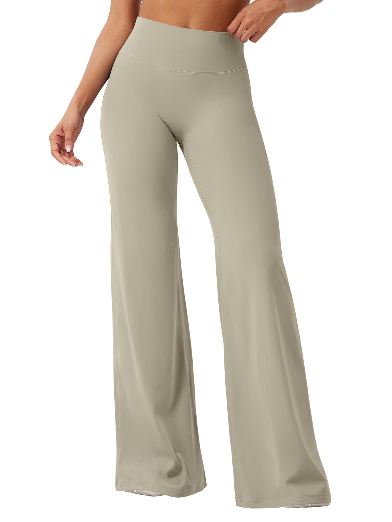 YEOREO Workout Leggings Womens No Front Seam Straight Leggings 35" High Waist Buttery Eddiy Gym Yoga Pants Light Sand XS