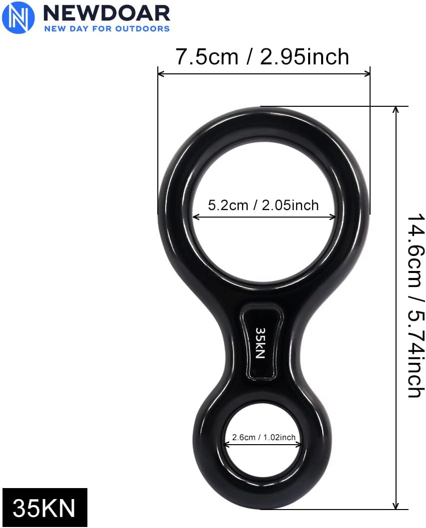 NewDoar Climbing Gear Downhill Equipment, Descender Rappel Rock Climbing Descending Belaying Equipment Rescue Figure 8 Descender Rigging Plate 35KN for Climbing Belaying and Rappeling Device