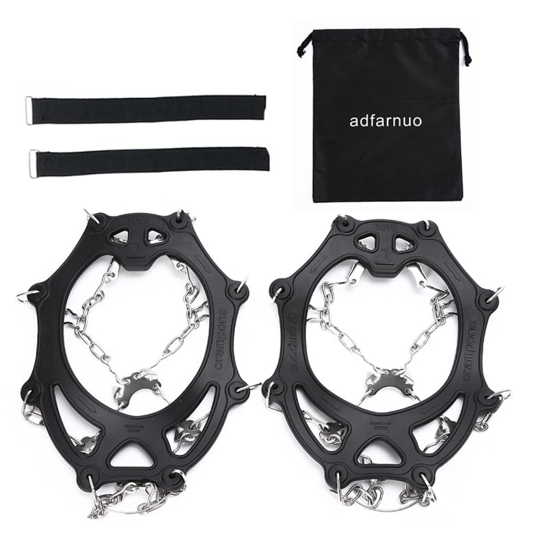 Adfarnuo 26 Stainless Steel Spikes crampons for Hiking Boots Men and Women Not Slipping on The ice Surface Stainless Steel Anti Slip ice Claws Cold Resistance -45 (L(Shoe Size 41-43))