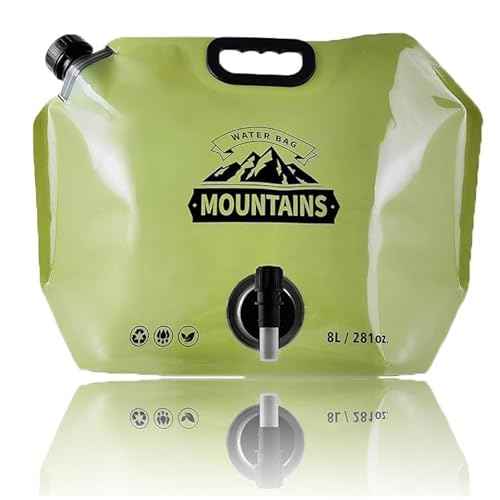 Collapsible 8L Water Storage Bag, BPA-Free Portable Folding Water Jug with Adjustable Faucet, Leakproof Emergency Water Bag for Camping, Hiking, Riding, Outdoor Sport 1green