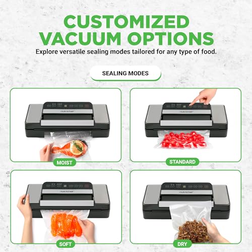 Nutrichef Red Automatic Food Vacuum Sealer with Double Sealing, Black, 16.14 x 7.08 x 5.71 inches