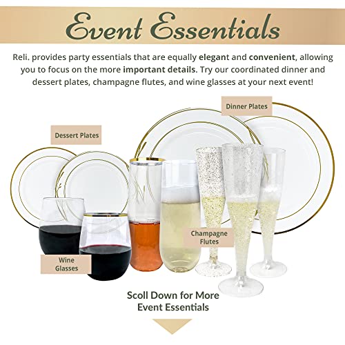 Disposable Plastic Dessert Plates 7.5 Inch White with Gold Rim - Pack of 50