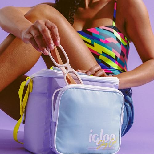 Igloo Retro Square Lunch Bag Cooler - Lilac Insulated Food Tote