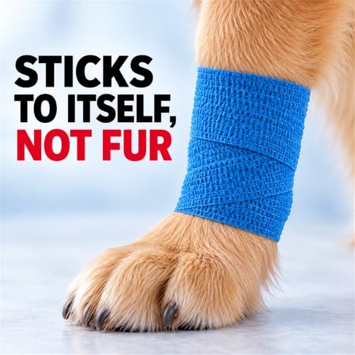 Self-Adherent Bandage Tape for Pets and First Aid - 4 Inch x 5 Yards, 3 Pack