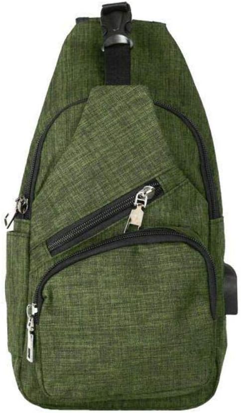 Anti-Theft Daypack Crossbody Sling Backpack, USB Charging Connector Port, Lightweight Day Pack for Travel, Hiking, Everyday, Regular, Black