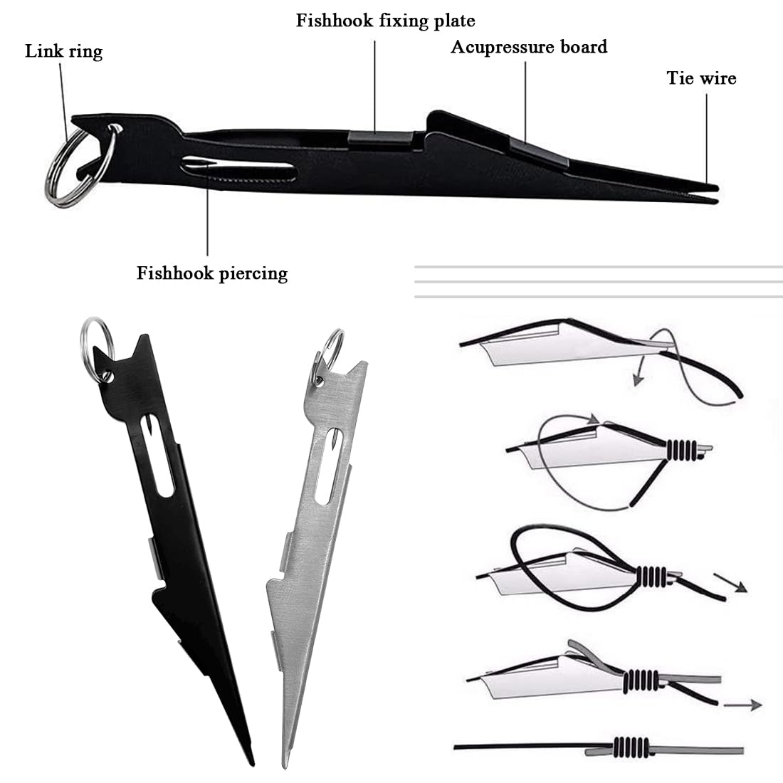 Auswalar 3 PCS Fishing Knot Tying Tool,Line Cutter,Fishing Quick Knot Tool Fly Fishing Angler Accessories Nail Knot Tying Tool for Hooks,Lures and Line