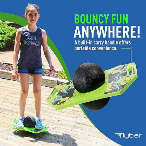 Flybar Pogo Trick Ball for Kids ? Balance Bounce Board with Anti-Slip Deck ? Pump Included - Indoor & Outdoor Toys for Boys and Girls Fun Way to Reduce Screen Time Supports up to 160 lbs ? Ages 6+