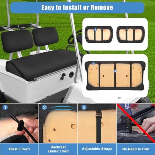 Golf Cart Seat Covers Set for Yamaha G22 G19 G16 G14 G11 G9 G8 G2 Club Car DS Pre-2000 Black