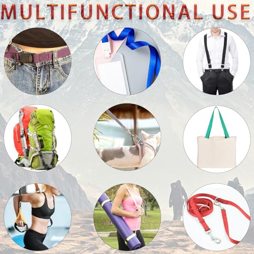 ZHFMILY 1 inch Light-Weight Webbing Straps with Quick Side Release Plastic Buckles for Indoor&Outdoor Gear, Pet Collars, DIY Projects, Crafts, Repairing (Mixed 40 Yards 195)