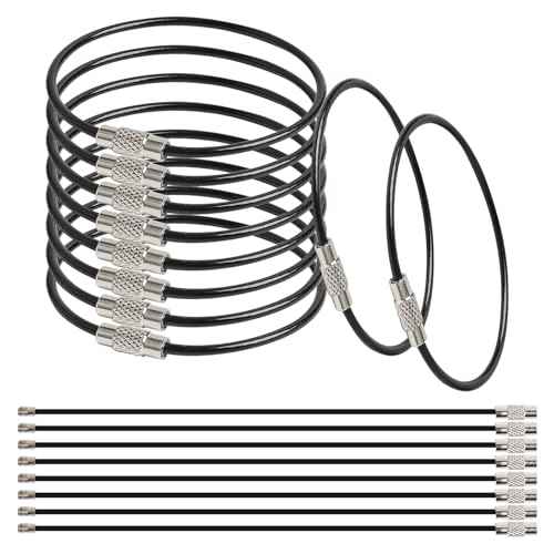 100 Pieces Cable Key Rings Wire Keychain Cable 6 in 2 mm Stainless Steel Wire Key Chain Metal Wire Keychain for Keys, Tags,Transport,Office, Warehouse