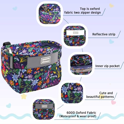 Kids Bike Basket,Bicycle Basket Front, Cute Front Frame Handlebar Bag with Reflective Straps Two Zipper Lip Fit Toddlers Bike Scooter,Waterproof Oxford Cloth Bike Basket for Boys, Girls