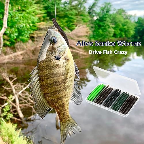 4 Inch 30 Pcs Salt-Impregnated Senko Worms Kit - Mixed Colors for Bass Fishing
