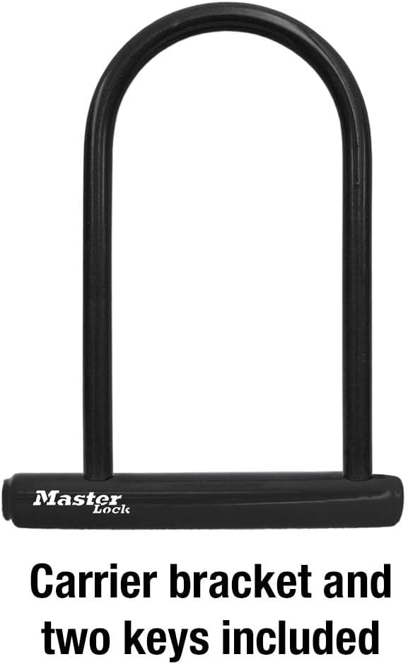 Master Lock Black Bike Lock with Key, Standard Size U-Lock for Bicycles and Other Outdoor Equipment, Anti-Theft Lock for Bikes, 8320D