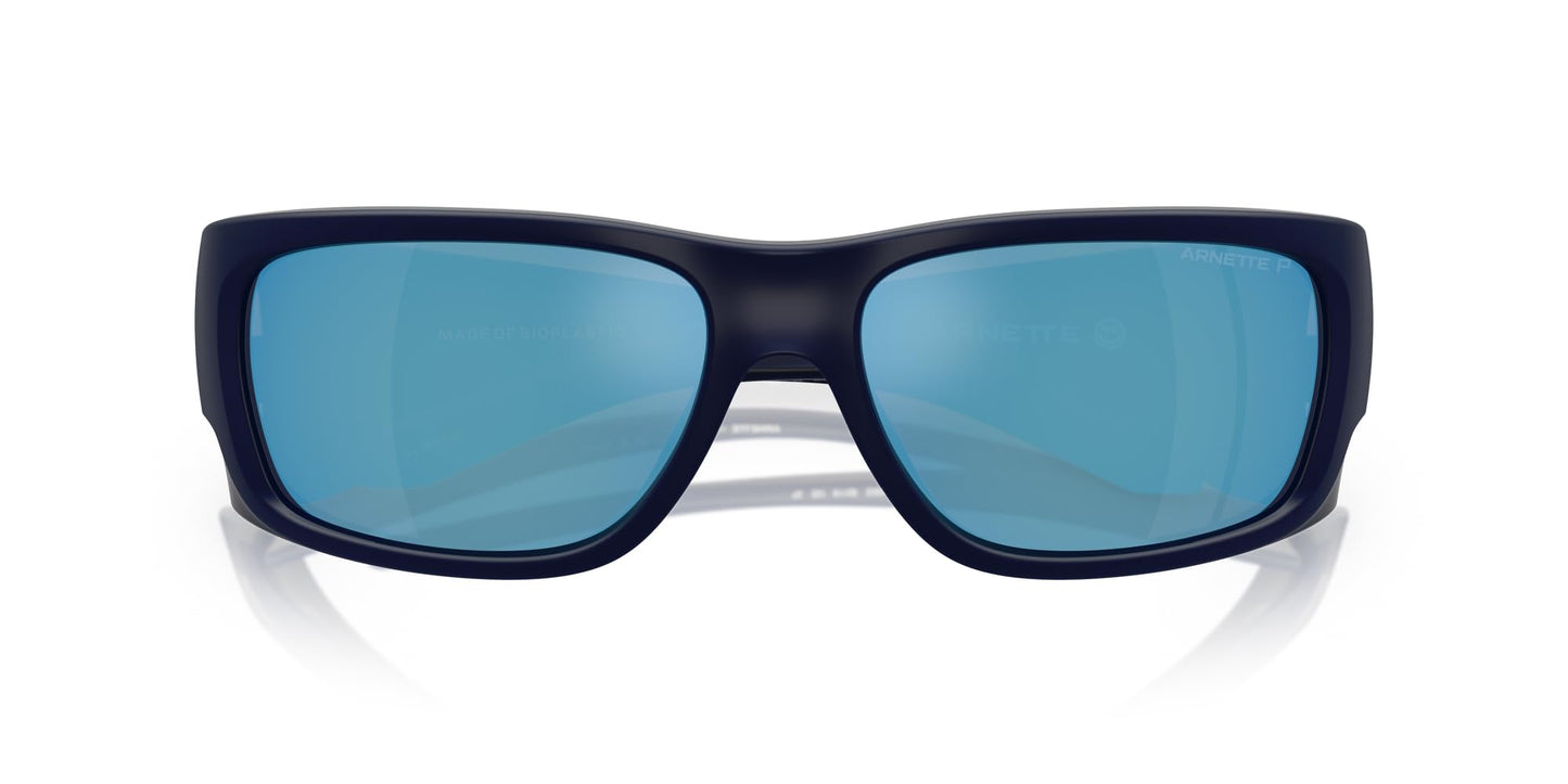 ARNETTE Man Sunglasses Dark Blue Matte Top/Shiny Frame, Dark Grey Mirror Water Polar Lenses, 62MM