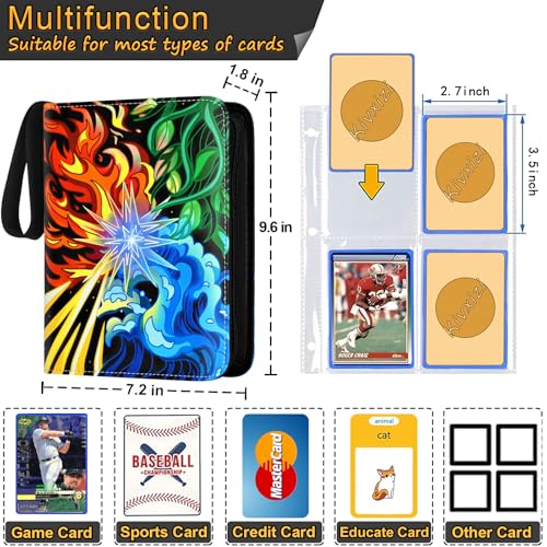 Small 4 Pocket Trading Card Binder with Removable Sleeves - Protect and Display Cards