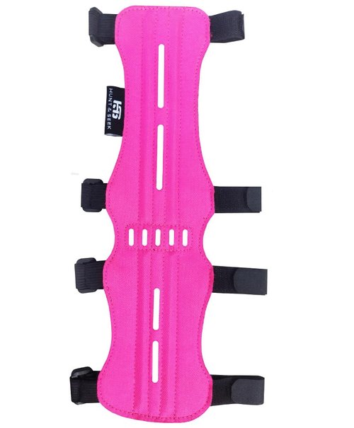Hunt & Seek Fabric Archery Arm Guard 4 Hook-and-Loop Adjustable Straps Hunting Arm Guard Forearm Wrist Protector Archery Bracer Adult Unisex - Pink