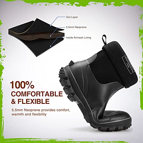 Men's Waterproof Rubber Hunting Boots - Black, Size 11 - Tidewe