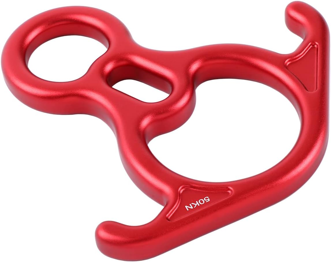 PROND Terminal 8 Descender, Rescue Figure 8 Descender with Lock Off Ears, 50KN Aluminum Alloy Bent-Ear Descender for Climbing Rescuing Or Escaping Descender, Climbing Belay & Rappel Equipment