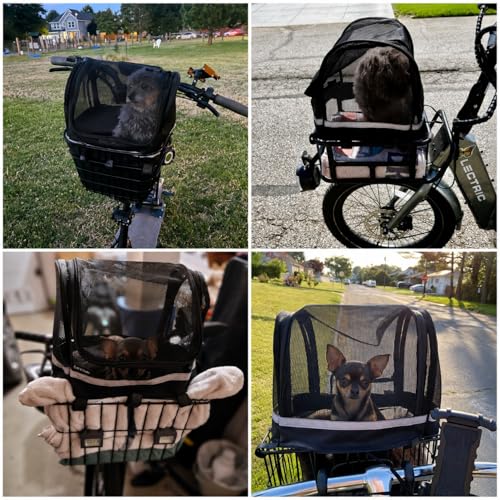 ANZOME Dog Bike Basket Cover Mesh Pet Carrier for 12-13 in Rectangular Baskets - Black