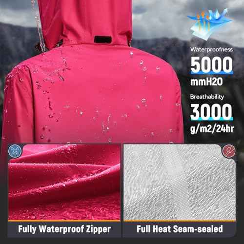 baleaf Women's Long Rain Coat Packable Waterproof Windbreaker Lightweight Cycling Jacket with Hood