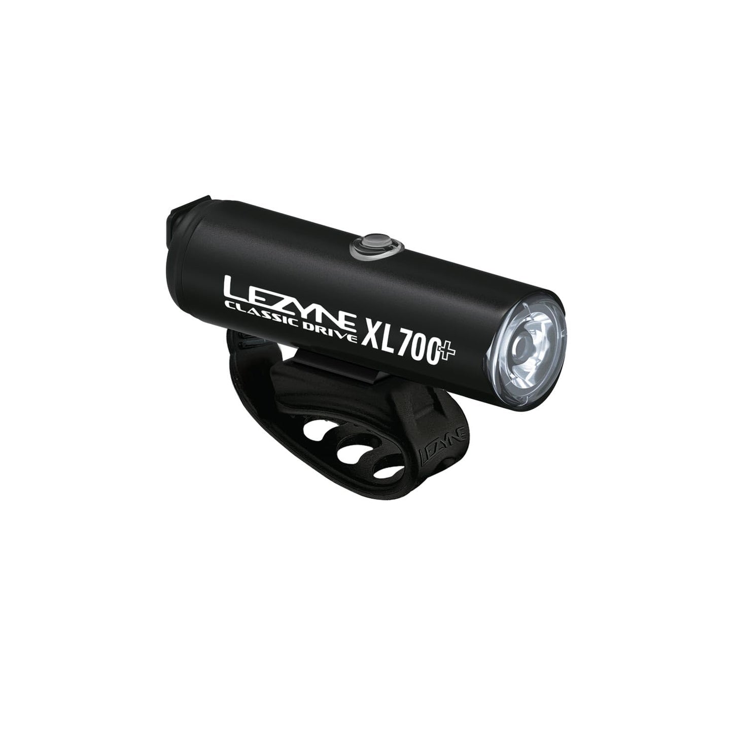 LEZYNE Classic Drive XL 700+ Bicycle USB-C Rechargeable IPX7 White LED Front Light w/Multiple Solid & Flash Modes | Integrated Versatile Strap Mount Compatible with Handlebars, 700 Lumens, Satin Black