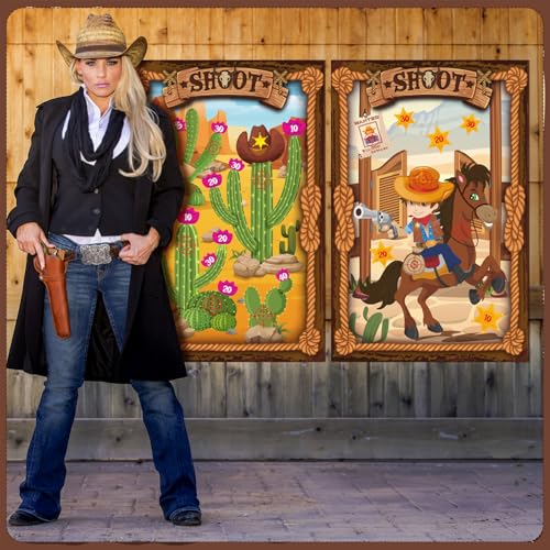 Western Shooting Targets Set - 9 Colorful Paper Targets for Cowboy Party 23x35 Inches