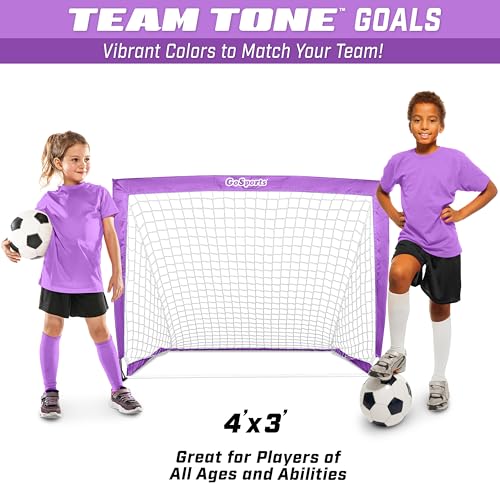 GoSports Portable Soccer Goals for Kids - 4 ft x 3 ft, Purple - Pop Up Youth Nets for Backyard & Practice