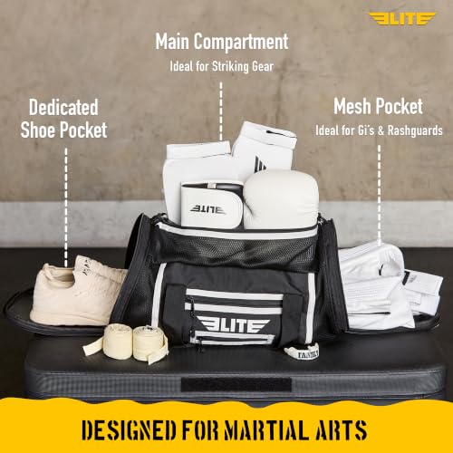 Elite Sports Boxing Gym Duffle Bag for MMA BJJ Gear - Black