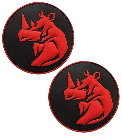 EnigmaGlow 2 Pcs Rhino Head Tactical Military Morale ISAF Army Patch 3D PVC Rubber Applique Emblem Hook Backed