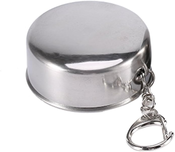 Fdit Travel Folding Cup S/M/L Stainless Steel Cup Camp Keychain Design Retractable Telescopic Collapsible Cup(S)