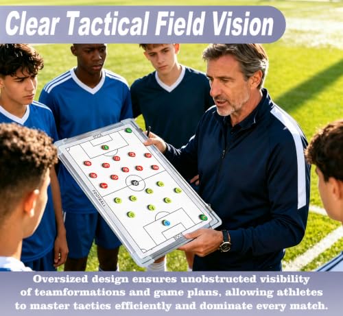 Krynnox Soccer White Magnetic Coaching Board Double-Sided Tactics Whiteboard for Coaches