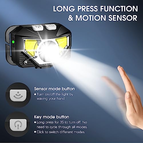 Rechargeable LED Headlamp Flashlight 3 Pack, Bright Camping Headlights, Waterproof, 8 Modes