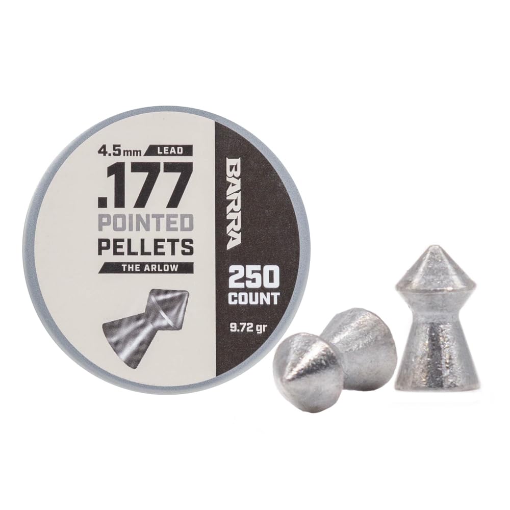 Barra Airguns Arlo Pointed Pellets for Pellet Gun, 0.177 Caliber 4.5mm Pellet, Hunting Grade, Maximum Penetration, Ideal for Small Game Hunting, Increased Accuracy, 250 Count