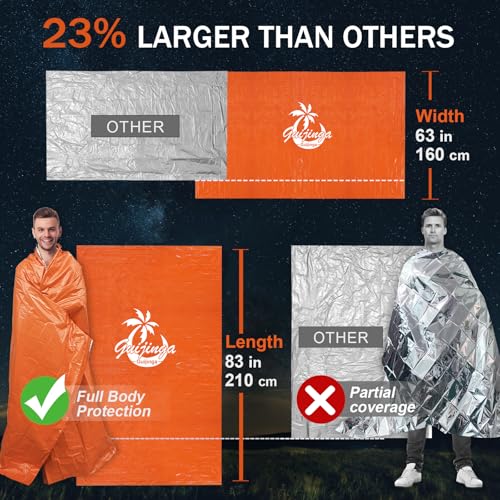Emergency Blankets for Survival 3 Pack - Orange, Extra Large & Thick