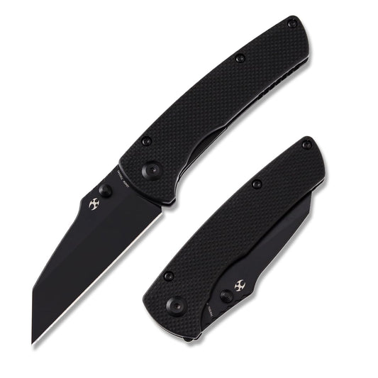 KANSEPT Main Street 7.92in Folding Pocket Knives with 3.36in Stonewashed 154CM Wharncliffe Blade and Black G10 Handle for Outdoor, Tactical, Survival, Folding Knife Camping Hunting T1015B4