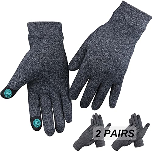 Happymart Full Finger Black Arthritis Compression Gloves for Pain Relief Large