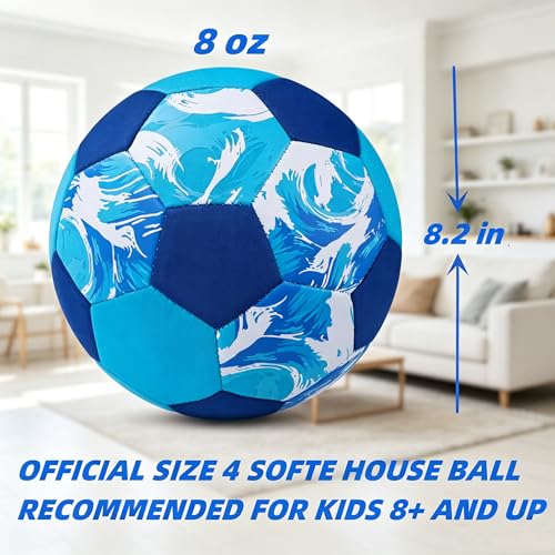 Indoor Soccer Ball Size 4 Kids Youth Safe Silent Play Blue - Champhox