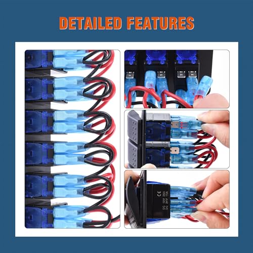 Blue 2-Gang Waterproof Aluminum Rocker Switch Panel 12V/24V for Marine & Automotive