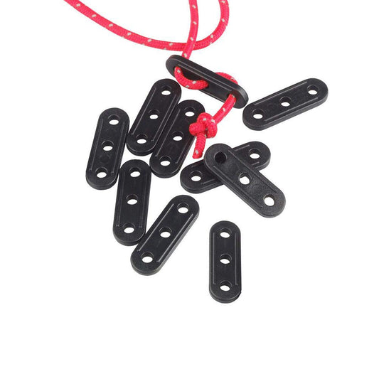 2Pack(20PCS) Black Plastic Cord Tensioners Rope Adjuster with 3 Holes Tent Wind Rope Buckle Fastener for Outdoor Tent Camping Hiking Accessories