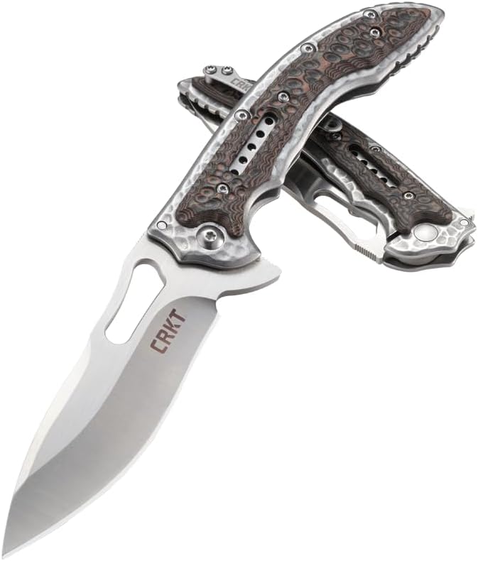 CRKT Fossil Folding Pocket Knife: Compact Stainless Steel Plain Edge EDC Folder with Frame Lock, Everyday Carry Knife, Satin Blade Finish 5460, Brown