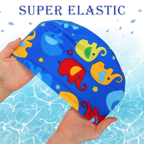 Geyoga Kids Swim Caps 3 Pieces Bathing Swimming Hats Unisex Polyester Bathing Pool Cap Summer Swim Caps for Boys Girls Long Short Hair