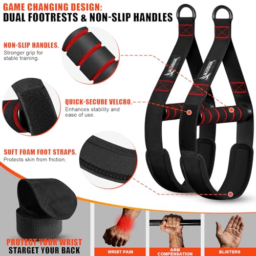 Black and Red Resistance Bands Set for Pull-Up Assistance, Full Body Workout Equipment